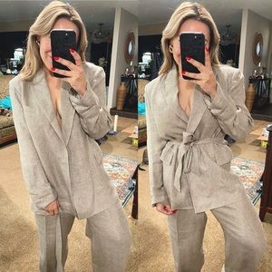 BLOSSOM | SET! Belted Linen Blazer + Linen Trousers Size: Small